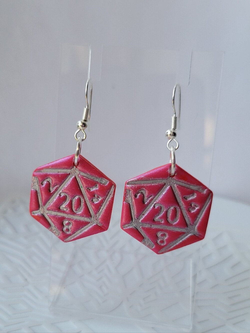 Pink D20 Dice Drop Earrings - Women Jewelry